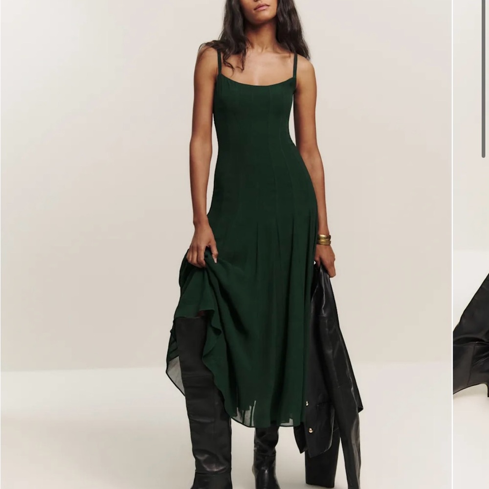 Reformation Katalina dress - forest green, new